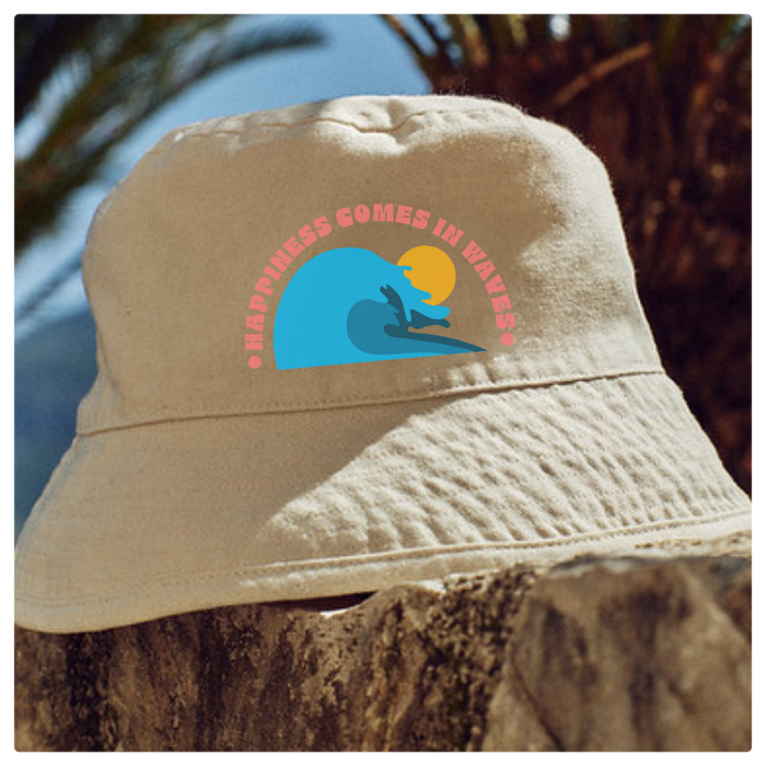 summer themed beach design on bucket hat to illustrate free summer designs to download